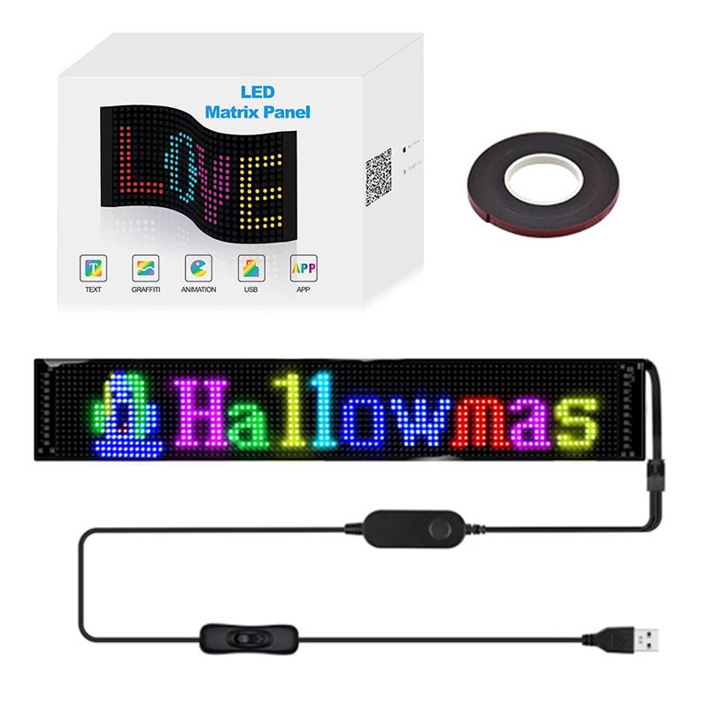 Светодиодная матричная пиксельная панель, USB 5 В, гибкий адресуемый RGB-узор, граффити, прокручивающийся текст, анимационный дисплей, автомагазин, приложение Bluetooth