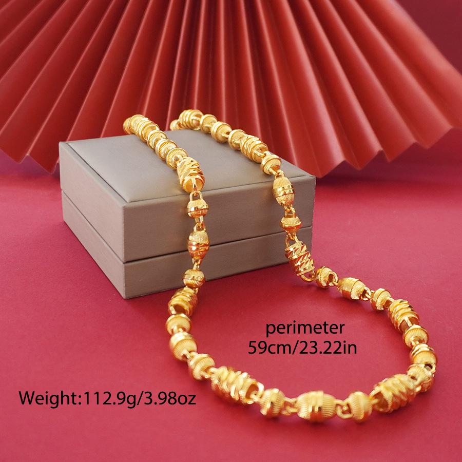 Элегантное мужское цилиндрическое колье длиной 60 см с головой дракона из песочного золота, дизайн высокого класса.