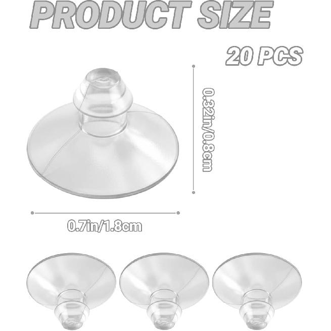 Anti-Collision Suction Cups for Glass Table Protection, 20 Pack 18mm/0.7" Transparent Clear Bumpers, Pads for Furniture, Desks, Countertops - No