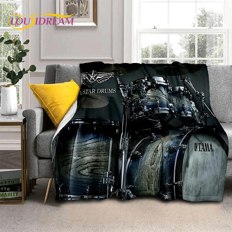 Music Instruments Drum Kit Drum Set Blanket,Soft Throw Blanket for Home Bedroom Bed Sofa Picnic Travel Office Cover Child Gift