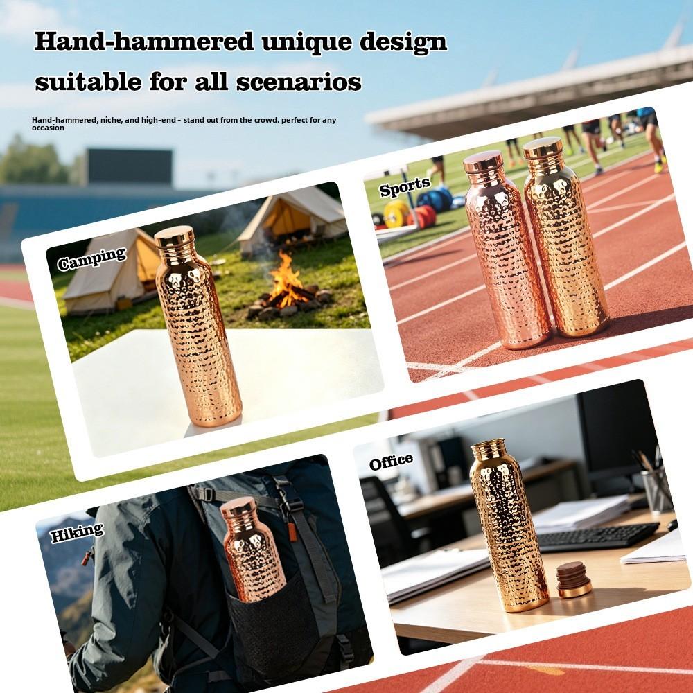 Stainless Steel Cold Water Bottle With Hammered Copper Finish Outdoor Sport Use