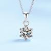 S925 Sterling Silver Women's Necklace with Pt950 Plated Short Cross Chain & Six-Prong Simulated Diamond Moissanite Pendant