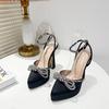 Модный бренд Любовь Стразы/Цветок Ремешок Сандалии Показ модели Бант Высокий каблук Толстый каблук Водонепроницаемая платформа Размер 35-43 Женская обувь