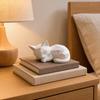 Геометрическая Фигурка Спящего Кота, Минималистичная Статуэтка Кота, 3D Печать, Абстрактная Скульптура Животного для Стола, Полки, Домашнего Офиса