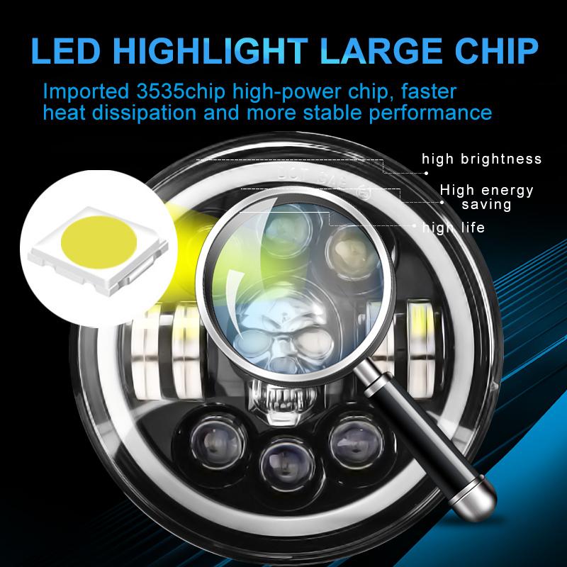 1 шт. 7 дюймов светодиодные фары ходовые огни череп ангельские глазки цвет Halo DRL 12 В 24 В для Wrangler 4x4 Niva внедорожный мотоцикл