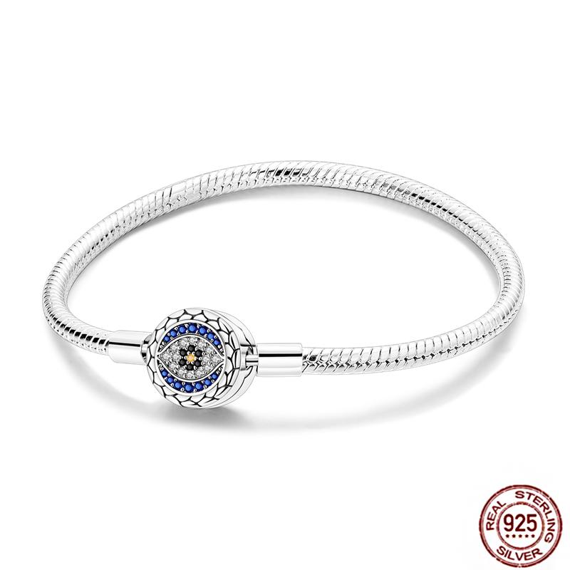 17-20CM Star Moon Bracelet 925 Copper Pink Heart Clover Charms Snake Chain Luminous Bracelet For Women DIY Birthday Zircon Gift