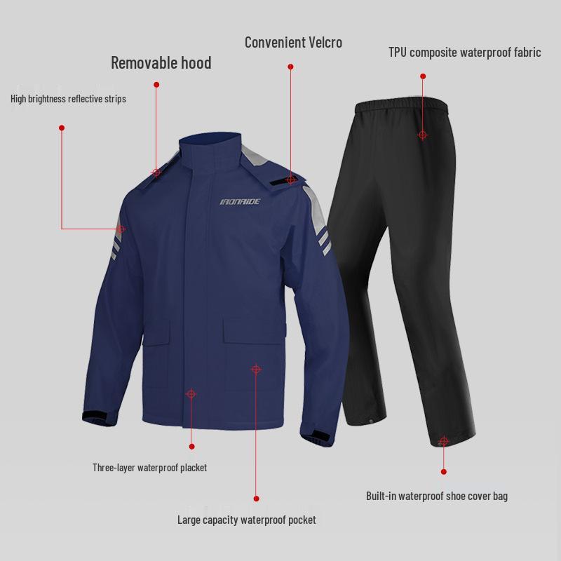 Motorcycle Riding Raincoat Set: Waterproof Outdoor Suit with Shoe Covers