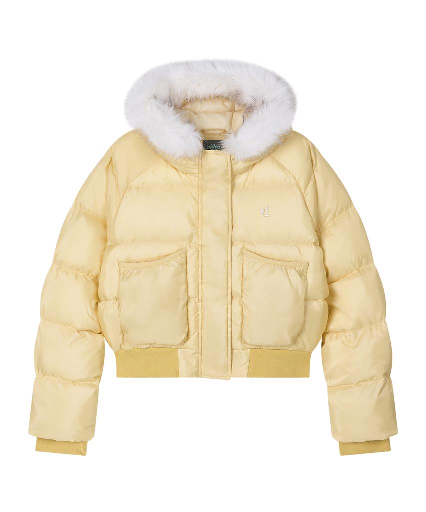 VIDEO JOCKEY Light Shell Fur Padded Jacket [Butter]