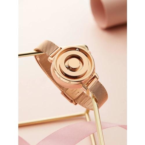 EUTOUR Women's Magnetic Quartz Watch, Minimalist Casual Analog Watch, Stylish Waterproof, 36mm, Rose Gold Dial, Rose Gold Stainless Steel Band, Mesh S