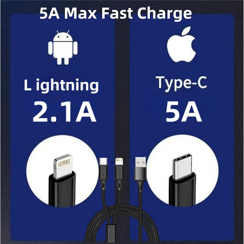 ONGAHON двойная линия зарядки MFI-сертификация многофункциональная линия зарядки 66 Вт максимальная быстрая зарядка, многоголовочная линия зарядки совместима со всеми C