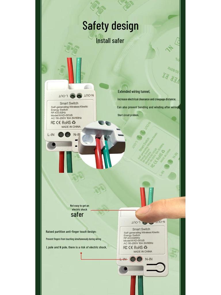 Battery-Free Wireless Switch: Easy Install, Multi-Control, Stick-On Design
