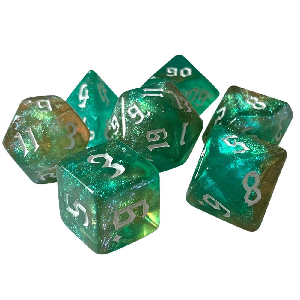 DND Cube Dice RPG Dice Удивительные цвета Смешивание фэнтезийный эффект звездного света Уникальные стили шрифтов Набор кубиков для настольных игр