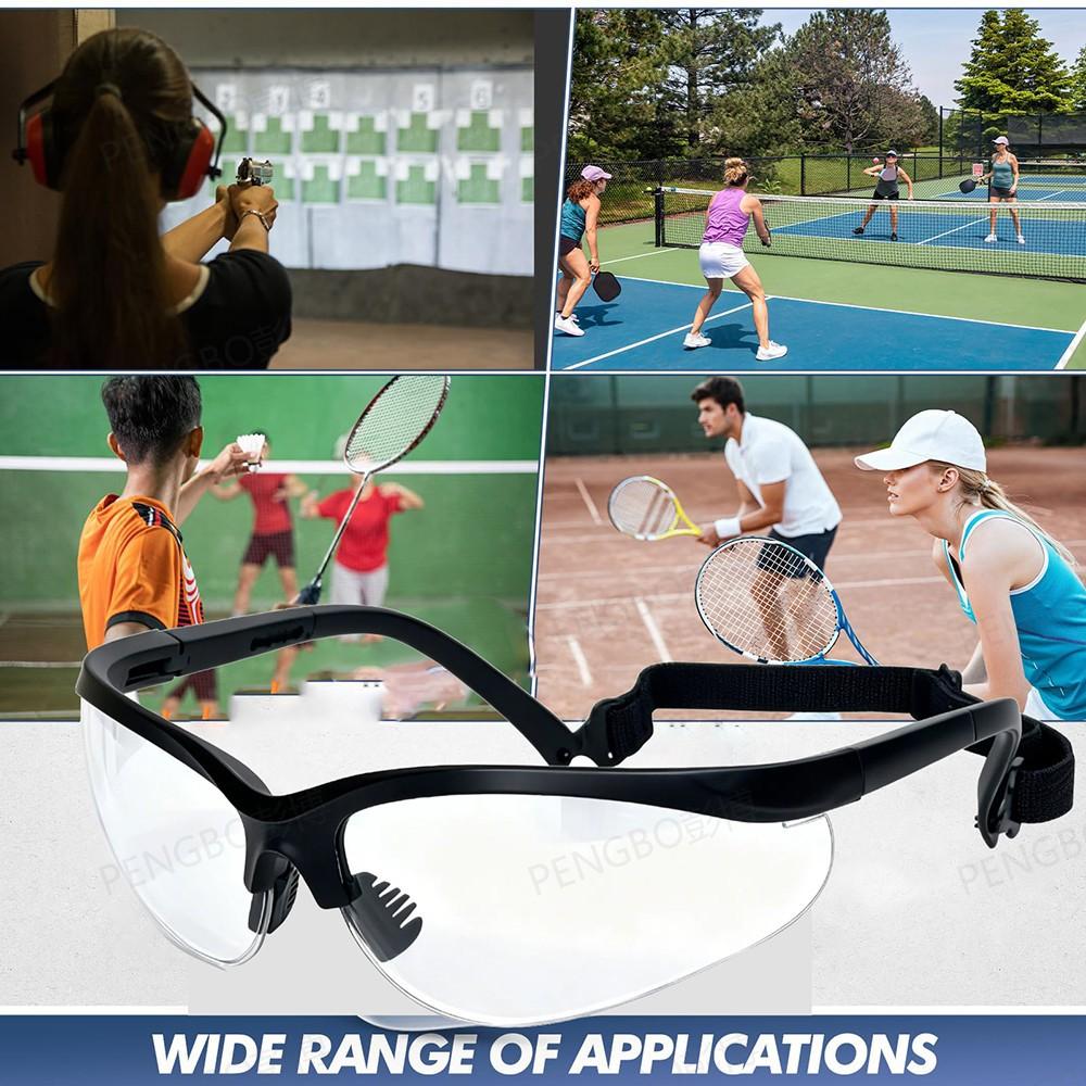 Pickleball glasses, anti-fog, scratch-resistant, with adjustable head straps, squash and tennis goggles, professional sports protective eyewear