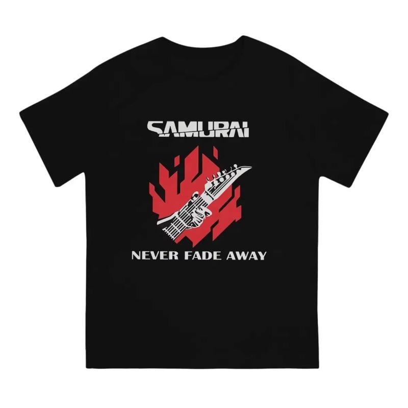 Мужская футболка из чистого хлопка с надписью «Never Fade Away» (Никогда не исчезай) и крутыми принтами, с круглым вырезом, в стиле кибер-самурай панк, с коротким рукавом, одежда, идея для подарка
