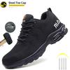 Men Steel Toe Safety Work Shoes Mesh Breathable Lightweight Comfortable Industrial Construction Shoes Puncture Proof Anti Slip