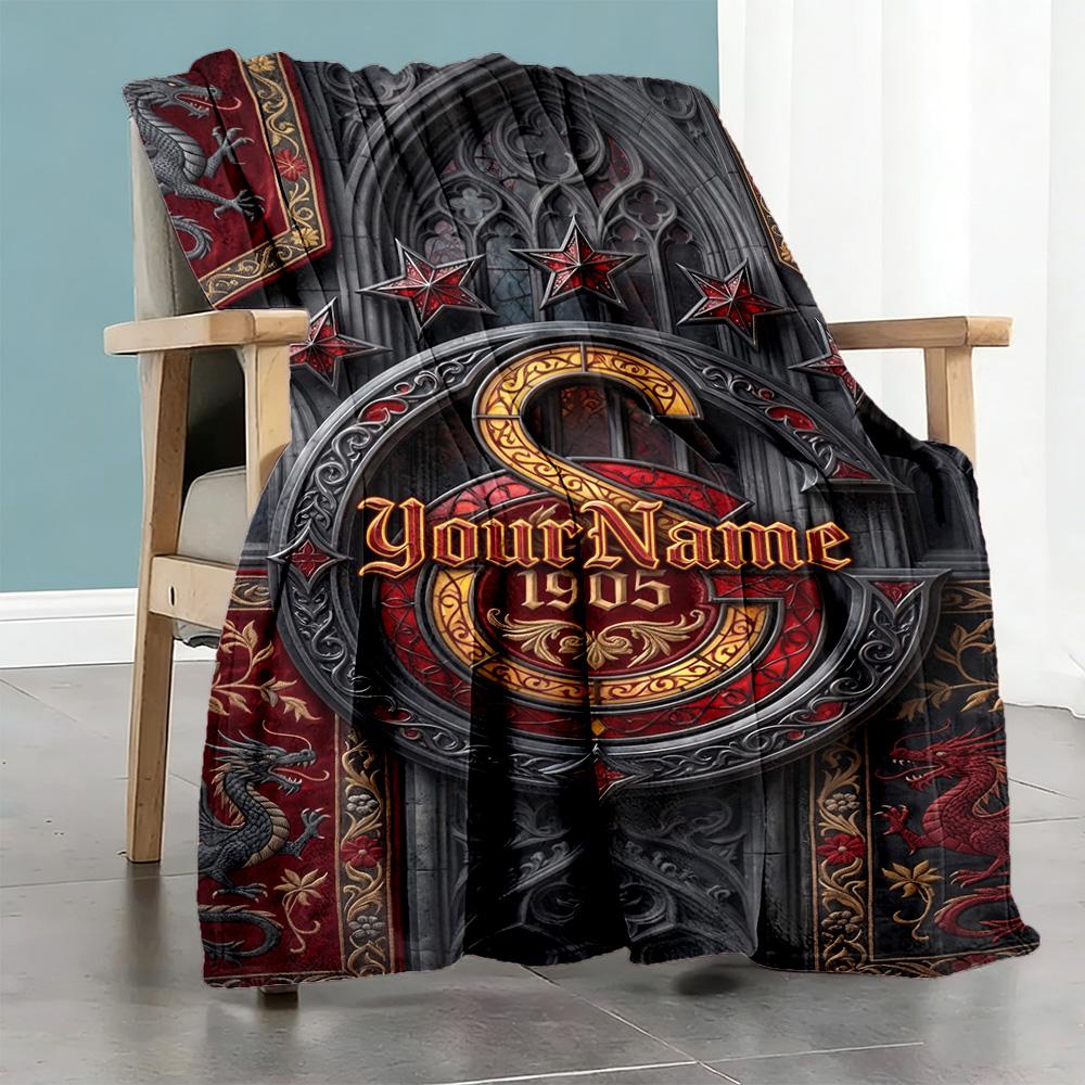 Galatasaray Personalized Text Blanket Multipurpose Customizable Blanket Ultrasoft Throw For Home Decor Couch Nap Bed Ideal For All Seasons