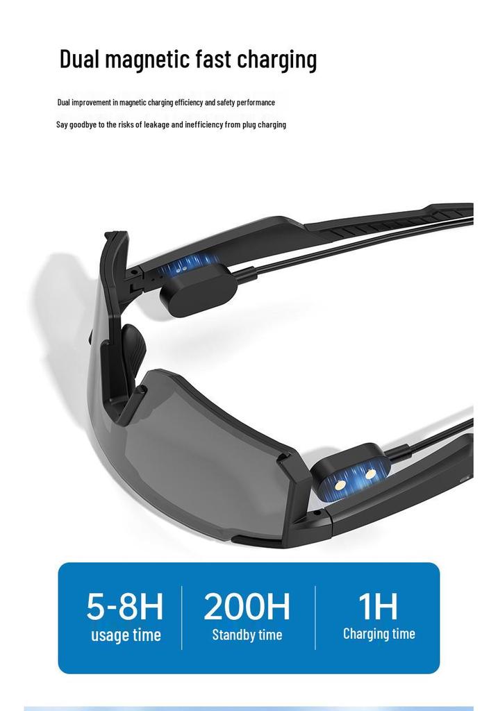 Smart Bluetooth Audio Cycling Goggles: AI Color-Changing, Windproof Glasses with Built-in Earphones
