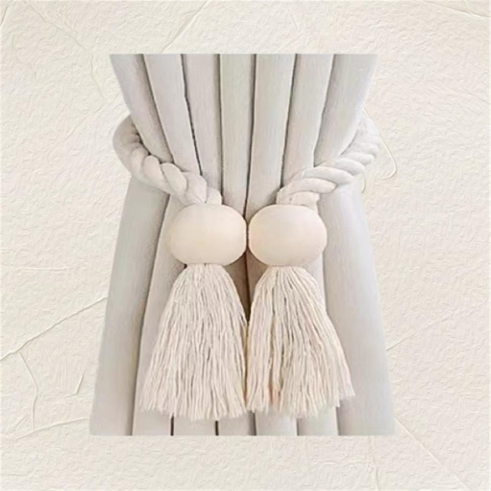 Hand-Woven Solid Wooden Magnetic Knot Buckle Curtain Tiebacks Boho Style Suitable For Living Room Bedroom Home Decoration