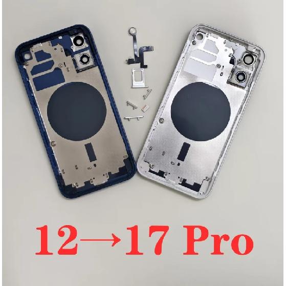 Корпус для iPhone 12 Как 17 Pro Корпус 12 на 17 Pro Задняя крышка DIY Задняя крышка Корпус Батарея Средняя рамка 12 Преобразование в 17 Pro