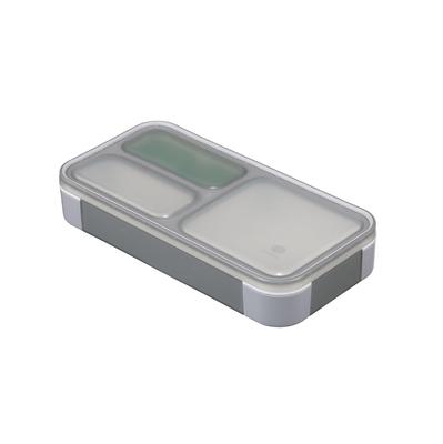 Foodman Slim Bento 400мл Контейнер для гарнира Двойная защита с CB DSK, Антибактериальный, [Включает чашку], Серый, Герметичное уплотнение, Замок на 4 точки, Япония,