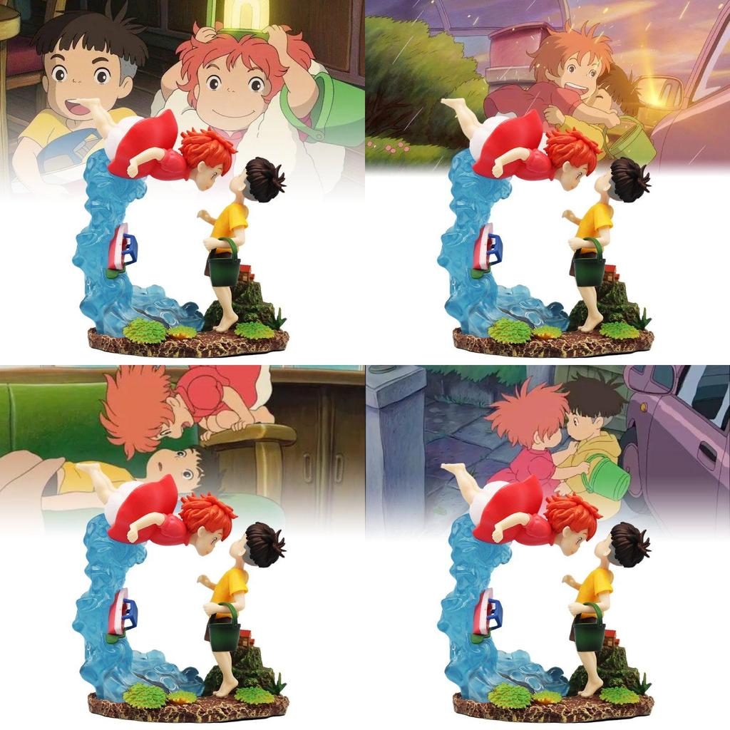 Enchanting Miyazaki Anime Ponyo And Sosuke Figurine Model With Captivating Details