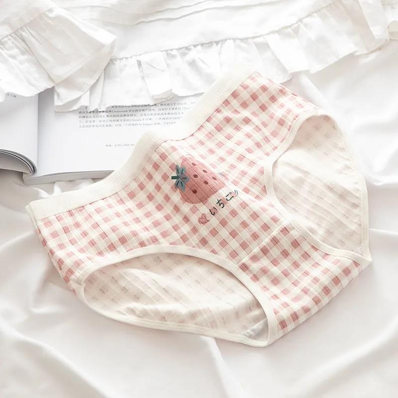 5Pcs/Set Girl's Cute Mid Waist Seamless Cotton Underpants Women's All-match Large Size Causal Soft Briefs