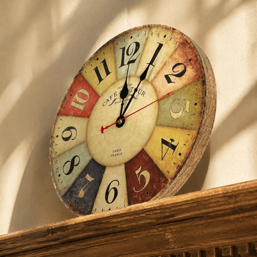 12 Inch Quartz Wall Clock Battery Operated Retro Wall Clock Wooden Wall Clock  Country Style Decor