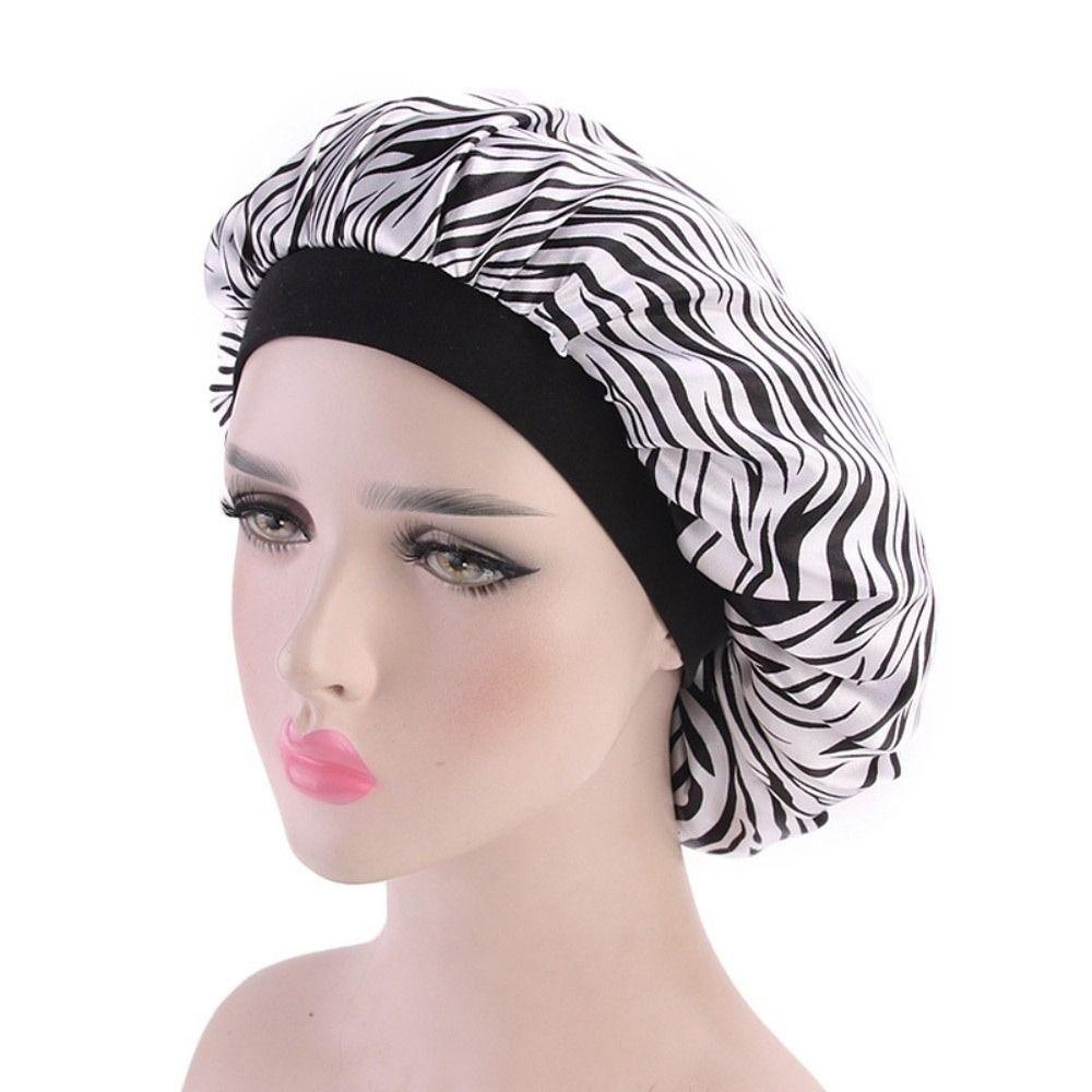 Elastic Wide Band Satin Sleep Bonnet Hair Loss Cover Islamic Turban Hat Hair Wrap Accessories