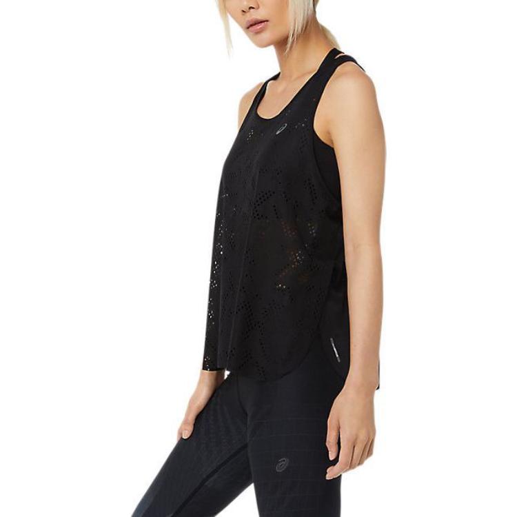 Asics Ventilate Actibreeze Tank Solid Color Round Neck Sleeveless Vest Women Tops Black 2012C227-002