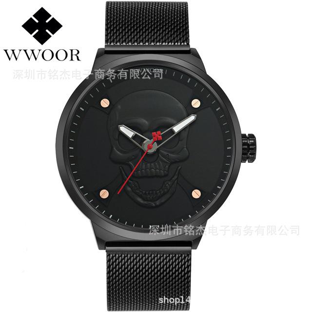 WWOOR Wo Ai 8867 Мужские Модные Спортивные Водонепроницаемые Кварцевые Наручные Часы с Черепом