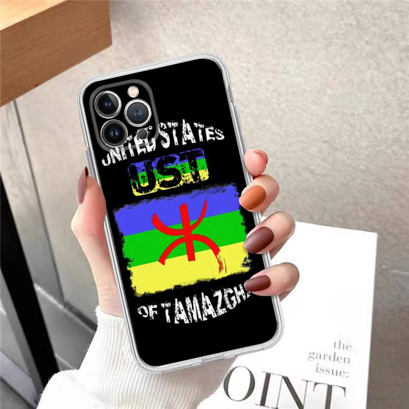 Amazigh Berber Flag Phone Case For iPhone 14 13 12 11 Pro Max XS X XR SE 2020 6 7 8 Plus Mini Transparent Shell