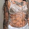 Vest, Multiple Chains, Pearl Chains, Neck Hanging Pearls, Tops, Tank Tops, Body Chains, Chest Chains, 2025 New Model