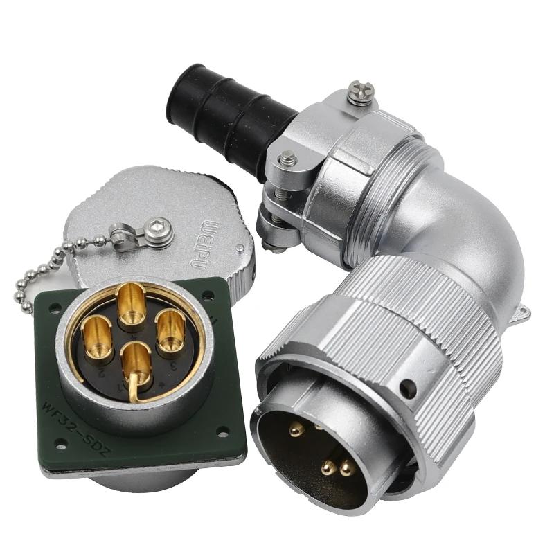 WEIPU Waterproof Right Angle Aviation Connector 4 6 10 11 12 13 19 Pin Industrial Metal Male Plug Female Socket Jack WY32 TV Z