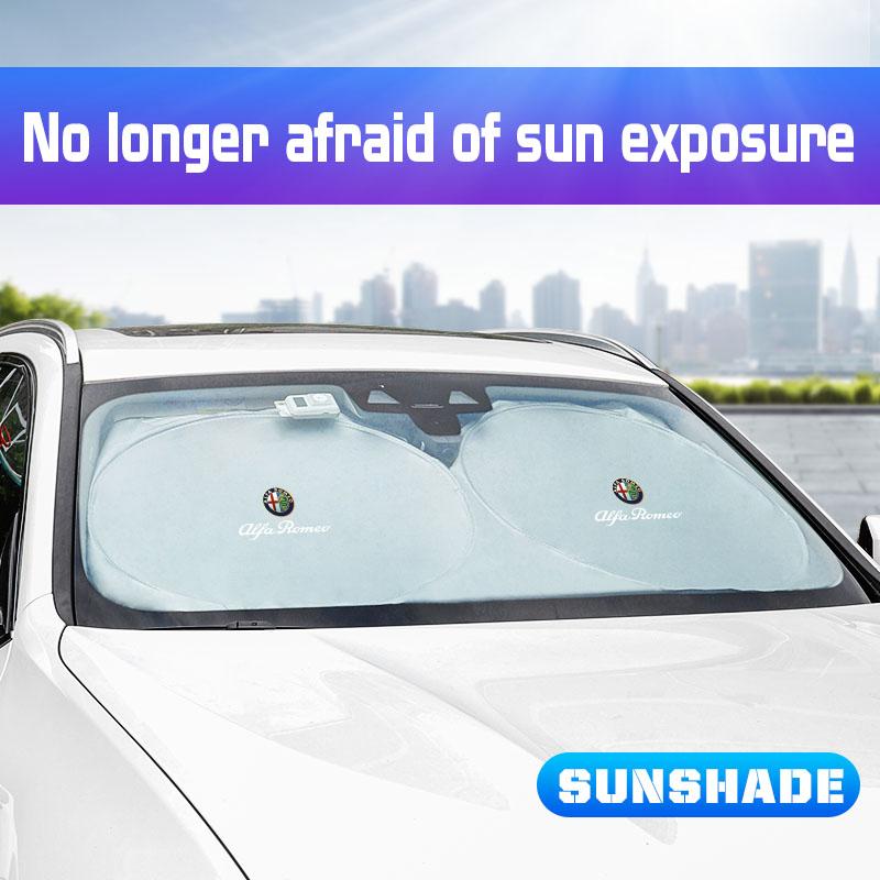 Car Windshield Sun Shade Cover Visor Protector Parasol Hubcap For Alfa Romeo 147 156 159 166 Giulia Stelvio Giulietta Mito Disco khg156