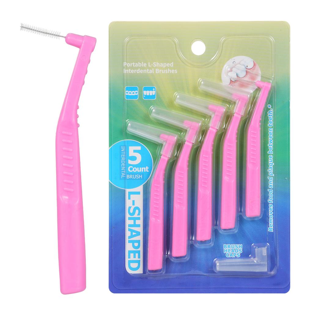 L-образный набор межзубных щеток, 5 шт., зубная нить, для удаления налета, щетка для чистки зубов, зубная щетка