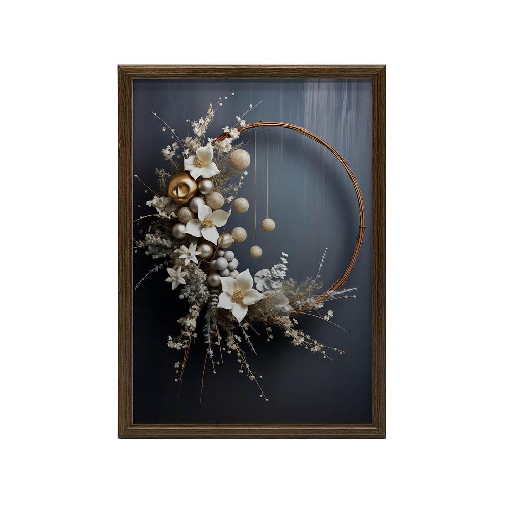 Magiczny Wieniec Bożonarodzeniowy Magiczny Wieniec Bożonarodzeniowy, 40X50 Cm, Rama Aluminiowa Złota, Papier Matowy 230 Gsm