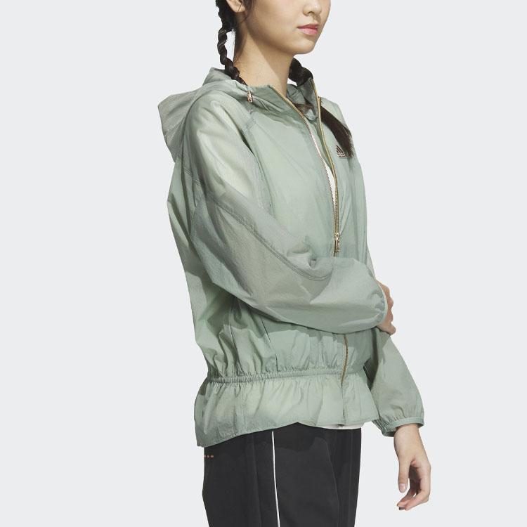 adidas Однотонная куртка с капюшоном на молнии, женская верхняя одежда, зеленая HY2828