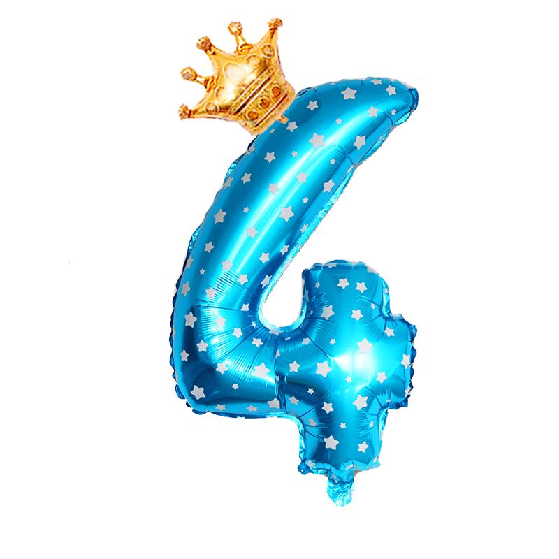 Корона 32-дюймовые воздушные шары из фольги с рисунком для детей 0-9 лет, синий шар для мальчика с днем ​​рождения, декор для детского душа