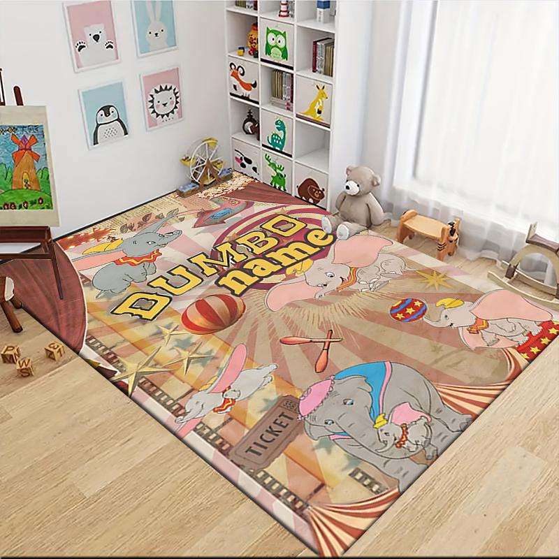 Custom Name Dumbo Circus Adventure Carpet Rug Customizable Soft Washable Anti-Slip Home Living Room Sofa Mats Personalized Rug. 0909427