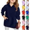 Winter Boy And Girls Solid Color Long Sleeved Hooded Sweatshirt Tops