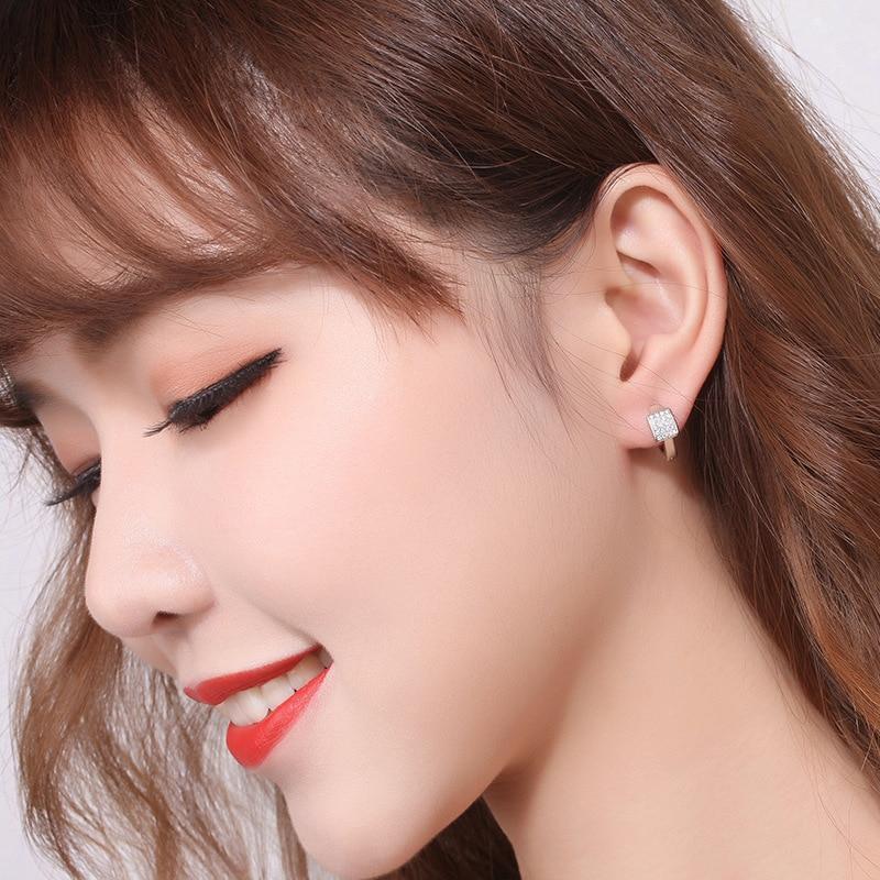 Серьги-гвоздики из стерлингового серебра 925 пробы с цирконием для предотвращения аллергии, квадратные серьги-гвоздики, очаровательные женские украшения для девочек, аксессуары для вечеринок Eh289