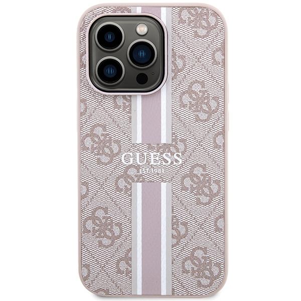 Etui do iPhone 15 Pro Guess MagSafe Printed Stripes Różowe