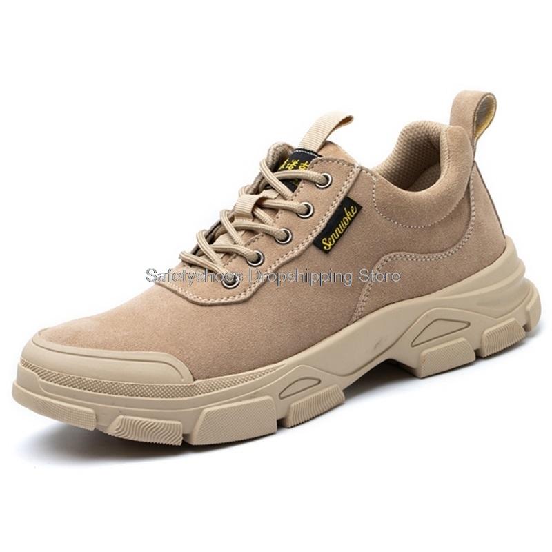 Fashion High Top Soft Safety Shoes For Men Work Sneakers Steel Toe Cap Kevlar Midsole Anti-punture Work Sneakers Ankle Winter Boots Male