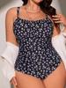 2025 Floral Swimsuit Women One Piece Large Plus Size Strappy Swimwear Female Bathers Bathing Swimming Swim Suit Beachwear