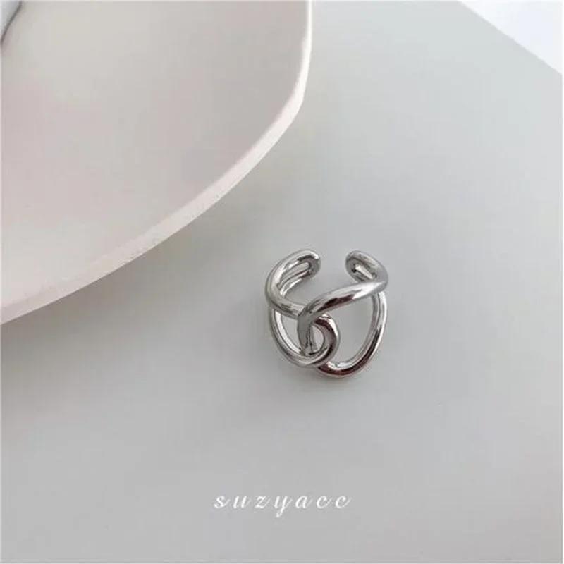 Personalized Knotted Cross Index Finger Ring Simple Metal Womens 925 Silver Custom Open Ring Fashion Jewelry Accessories