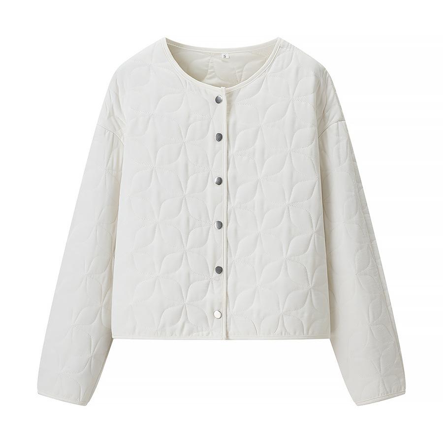 European and American style commuter style versatile daily loose round neck Heng line diamond long-sleeved jacket
