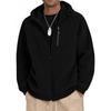 Men's And Women's Solid-color Casual Thickened Fleece Warm Jacket, Men's Hooded Fleece Zipper Sweatshirt Jacket