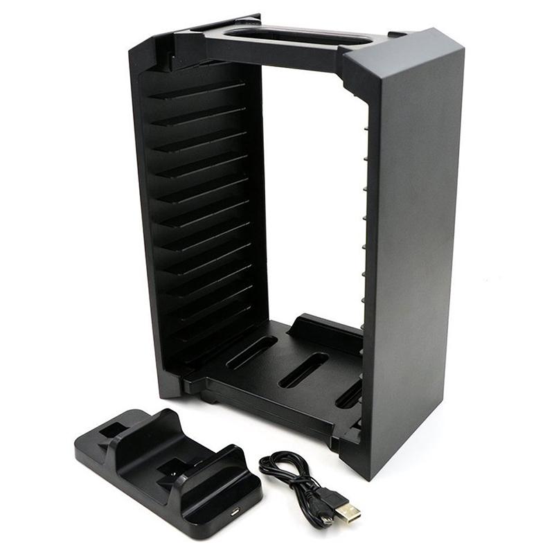 Вертикальная подставка Game Disk Tower для PS4 Dual Controller, зарядная док-станция для 4 PRO Slim