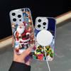 Ae119 Merry Christmas Santa art design Magsafe Transparent Cases для Samsung S23 S24 Ultra S21 FE iPhone16 Pro Max Magnetic Wireless Charge Back Cover