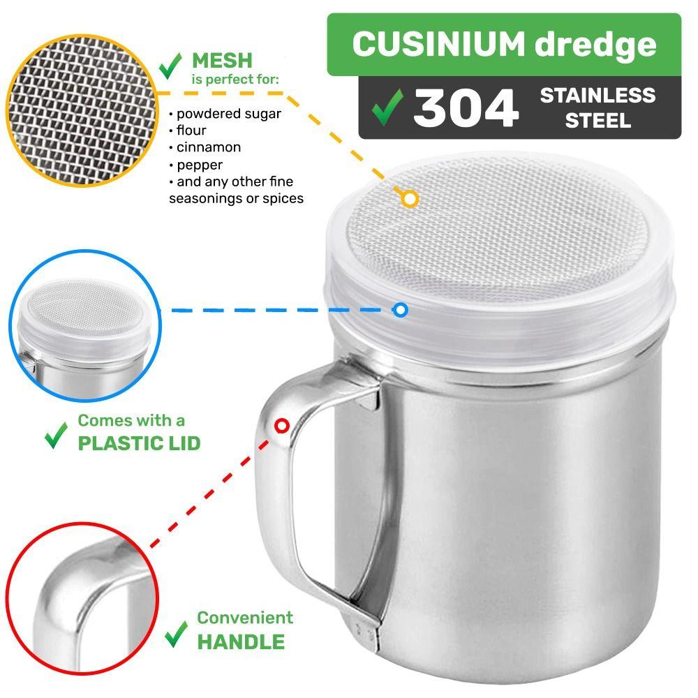 with Handle Powder Sieve Cans Fine Mesh Cinnamon Shake Powder Jar Fine Mesh Dredge Coffee Grounds